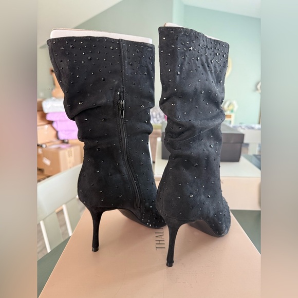 New Thalia Sodi Raquell Tall Black Suede feel sparkle boots size 10.5 - Picture 3 of 7